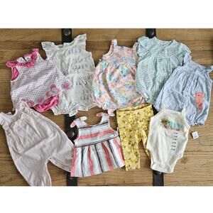 Infant Girls 9 piece spring summer romper bundle sz 3M